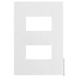 Placa 2 Módulo Separados com Suporte 4x2 - RECTA Branco Satin Fosco